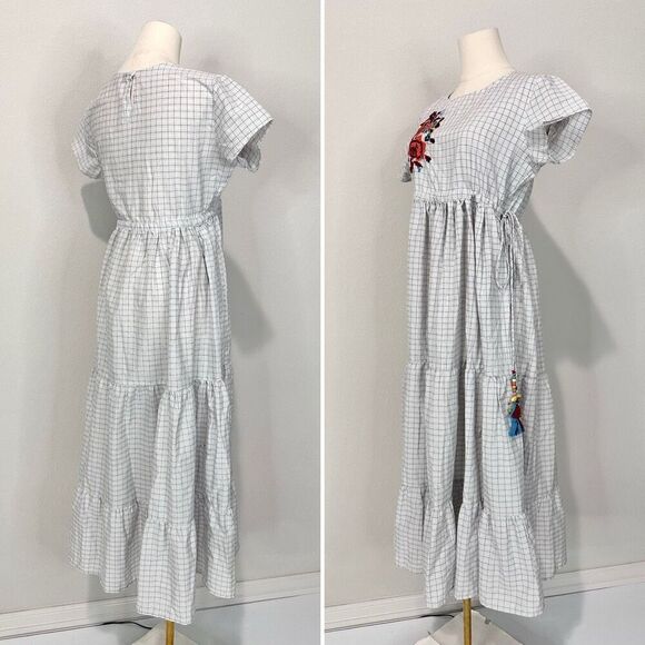 Sangria Embroidered Empire Waist Midi Dress M Boho Cottage Core Prairie - Picture 5 of 11